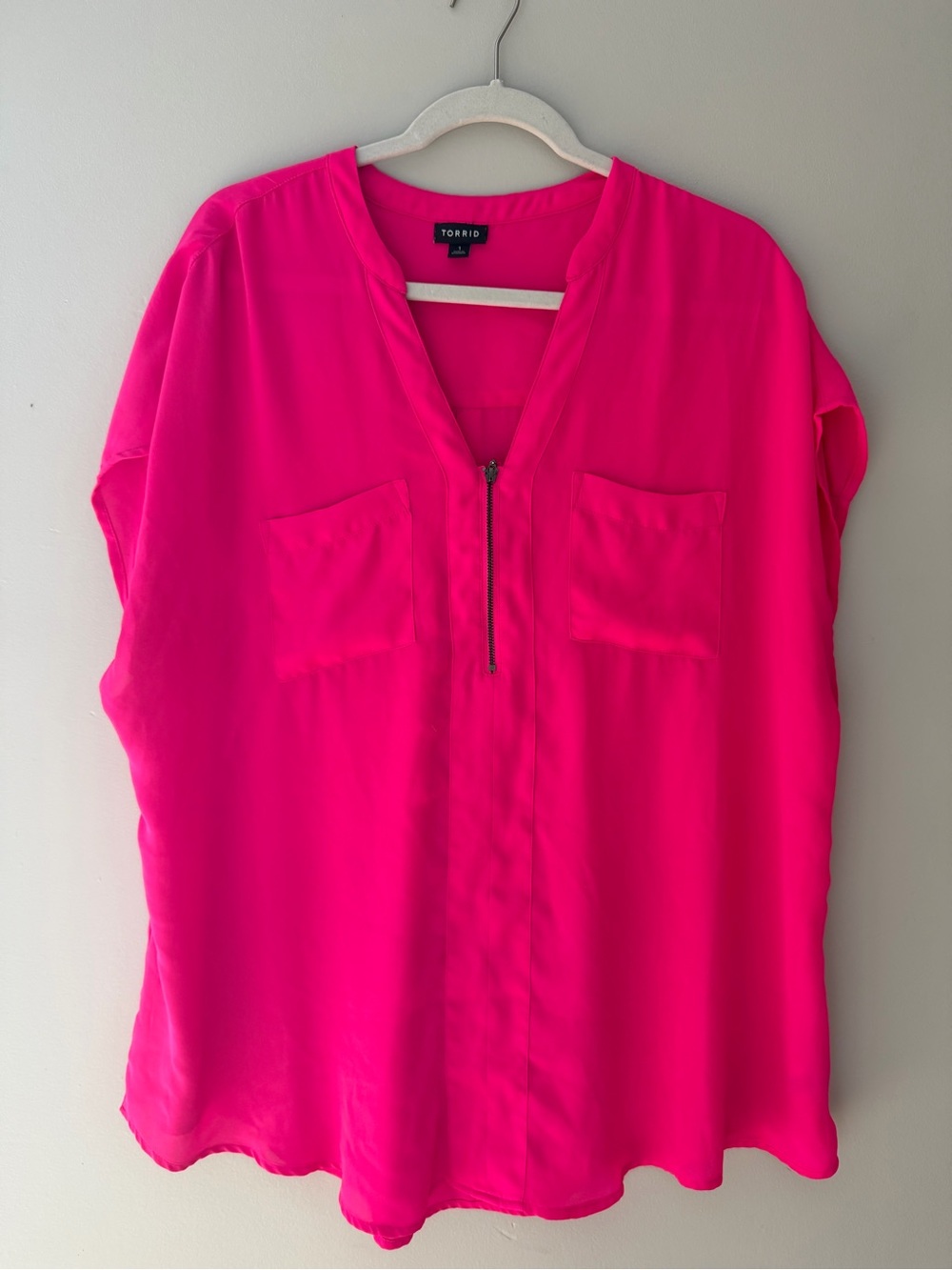 torrid Bright Hot Pink Zip Front Blouse